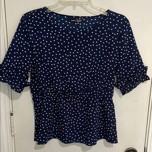 SHEIN Blue polka dot Ruffled Peplum Blouse